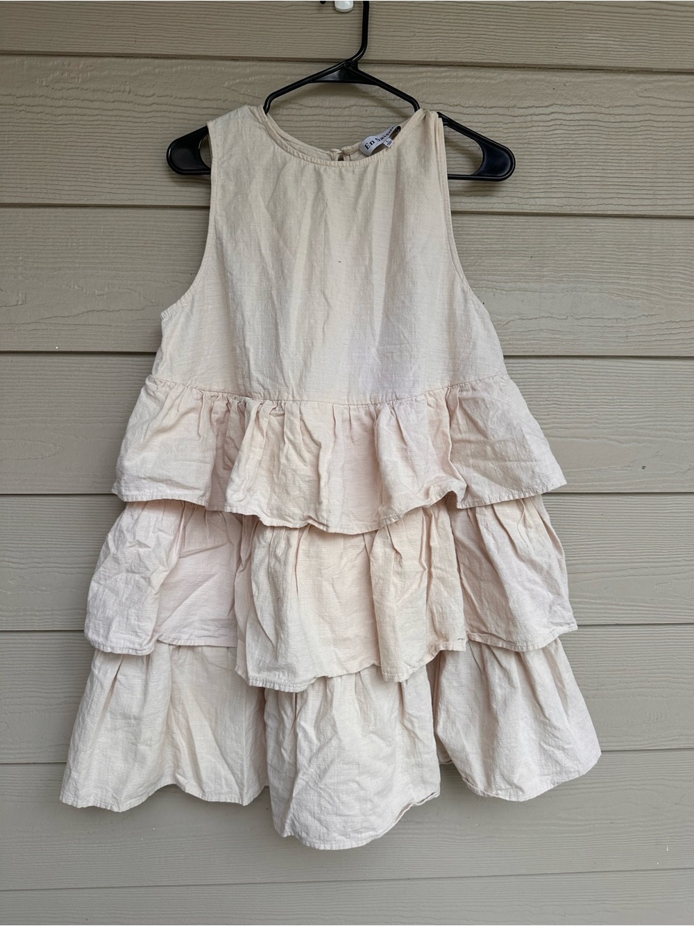 En Saison Viggo Mini Dress Sleevless Ruffle Tier Beige Size Large B13